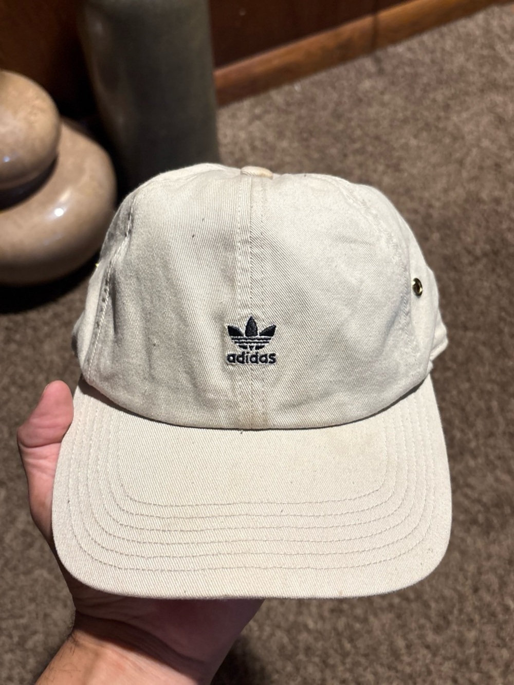 adidas Relaxed Mini Logo Hat in beige.